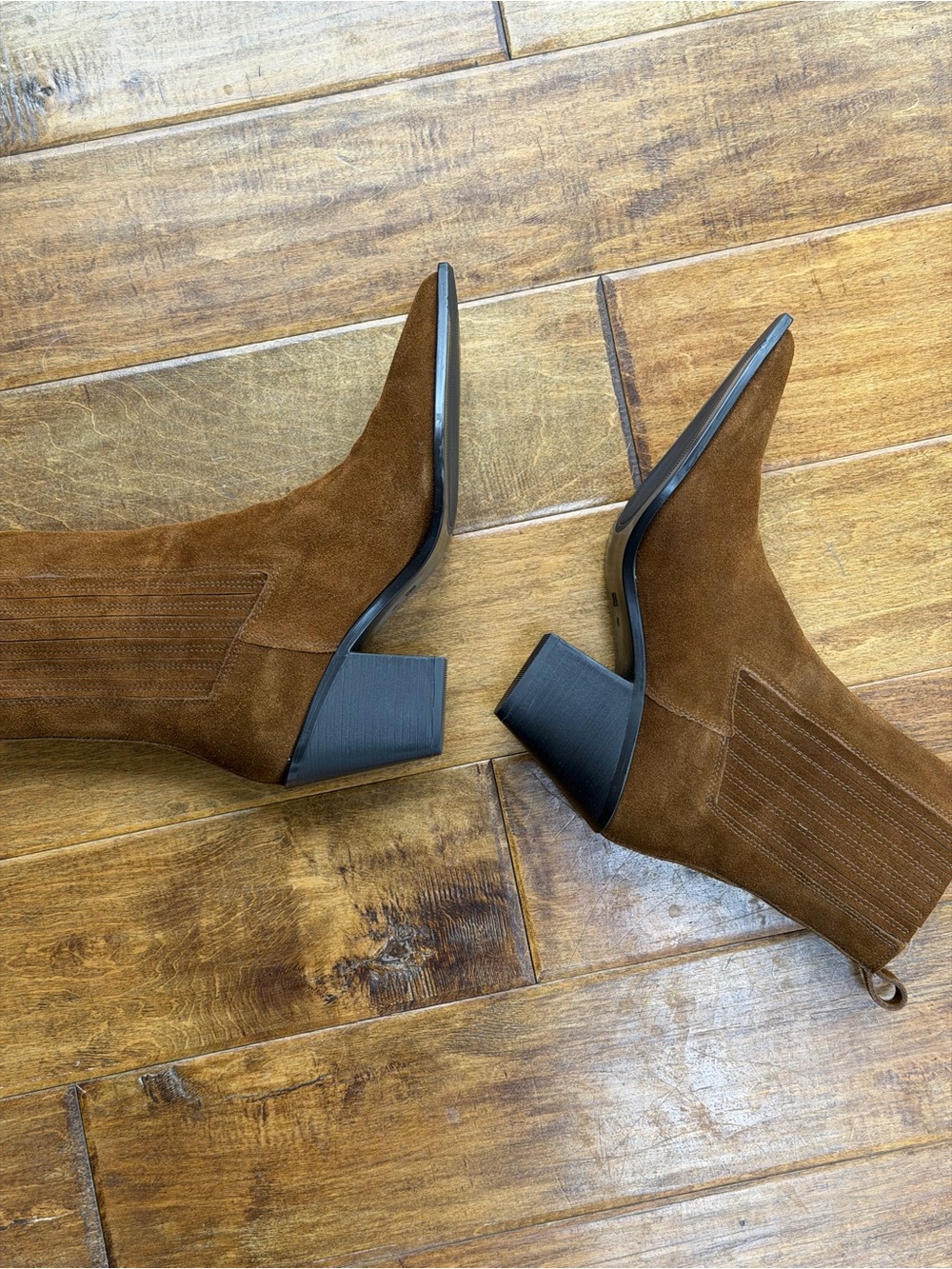 Zara Brown Suede Pointed-Toe Ankle Booties - Picture 9 of 11